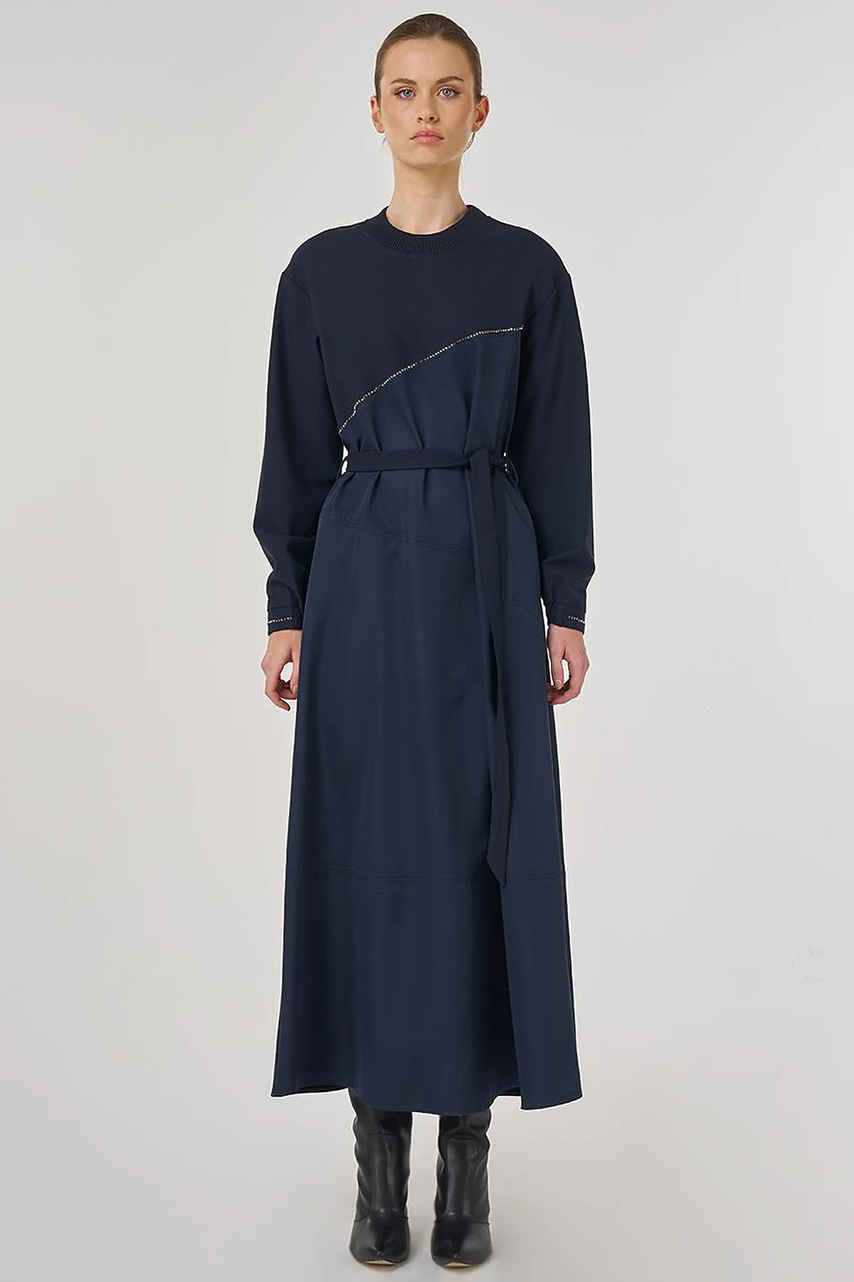 Stitched Maxi Dress in Dark Navy