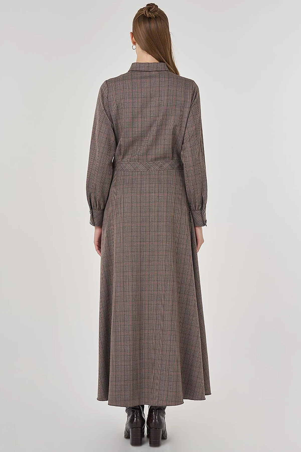 Plaid Maxi Dress in Dark Brown