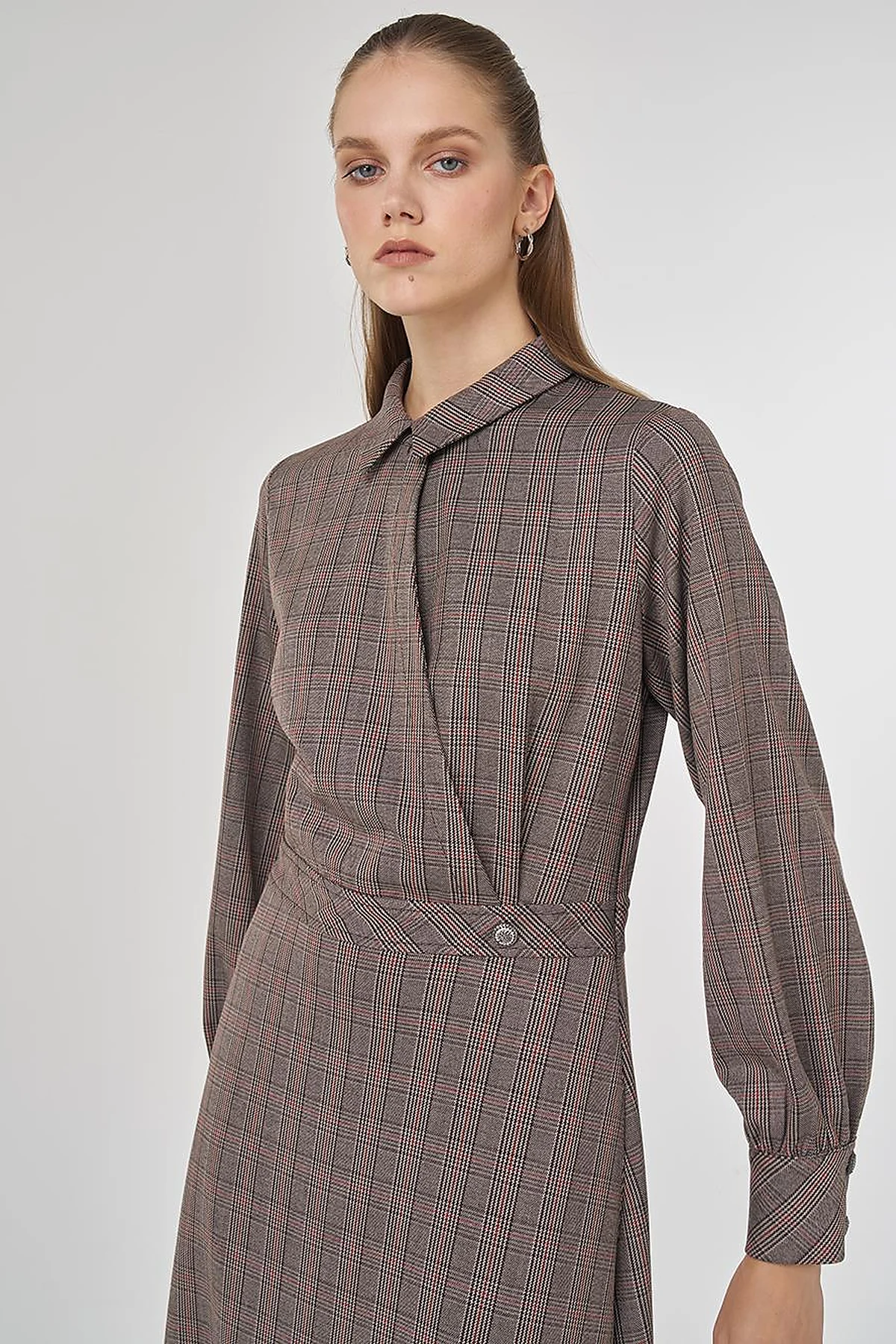 Plaid Maxi Dress in Dark Brown