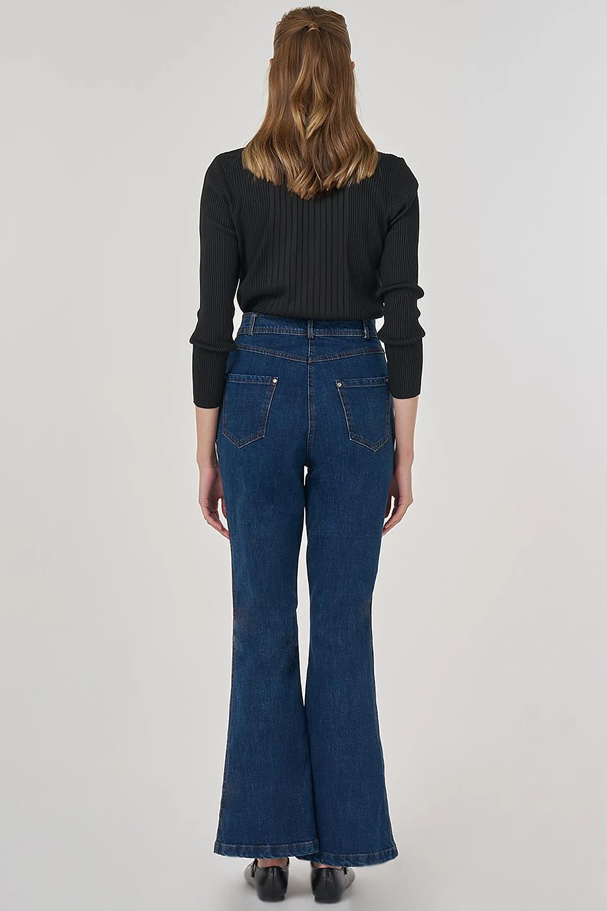 İspanyol Paça Denim Pantolon Lacivert 