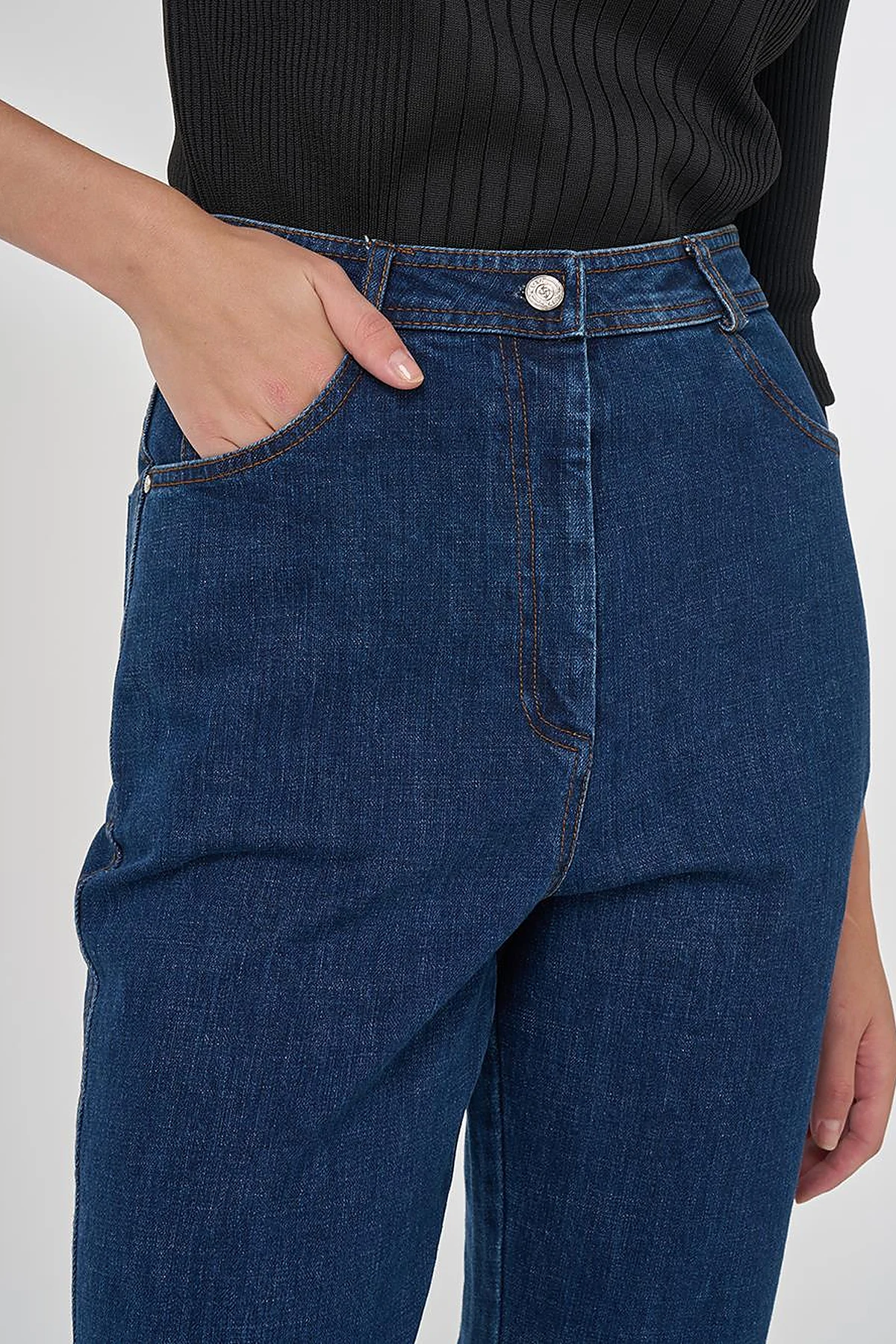 İspanyol Paça Denim Pantolon Lacivert 