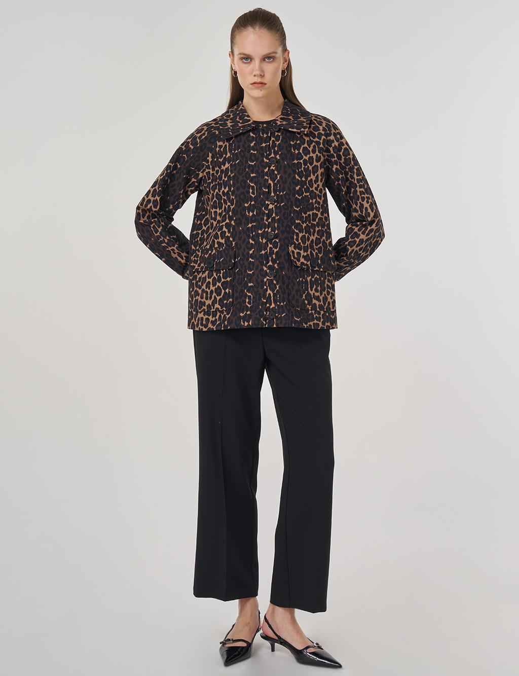 Leopard Print Jacket in Dark Brown