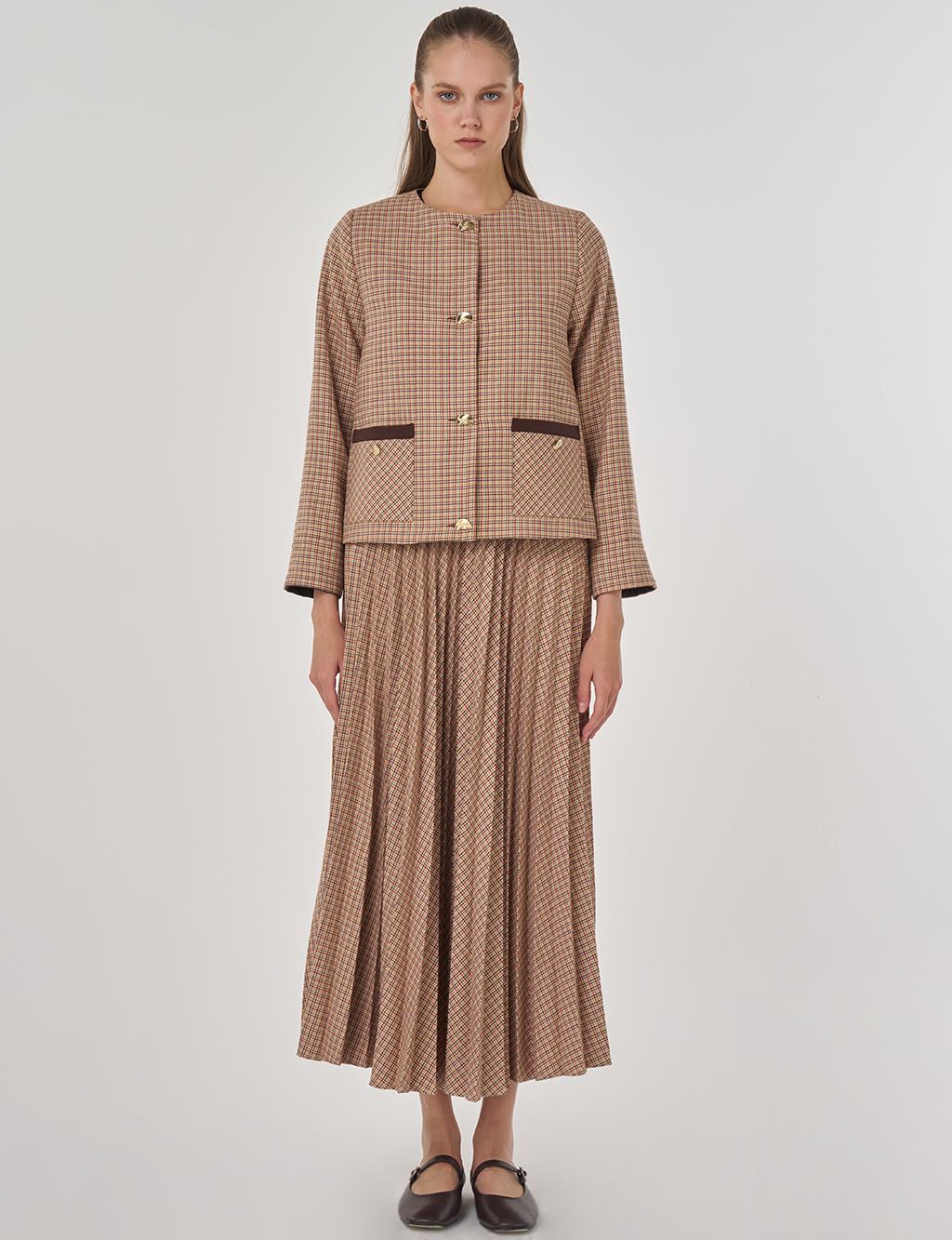 Plaid Jacket in Brick Red