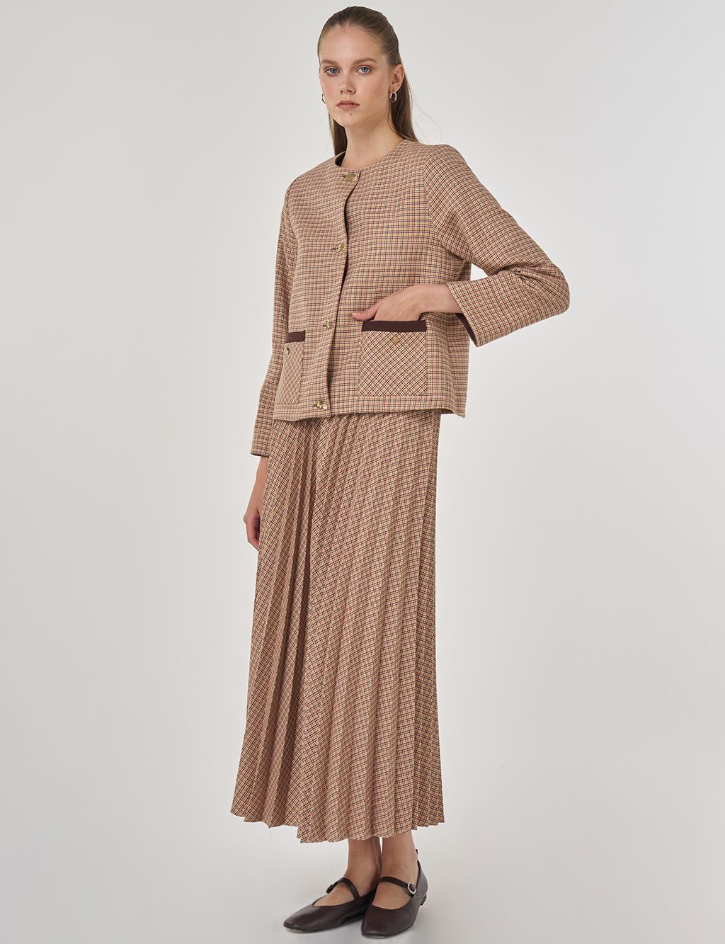 Plaid Jacket in Brick Red