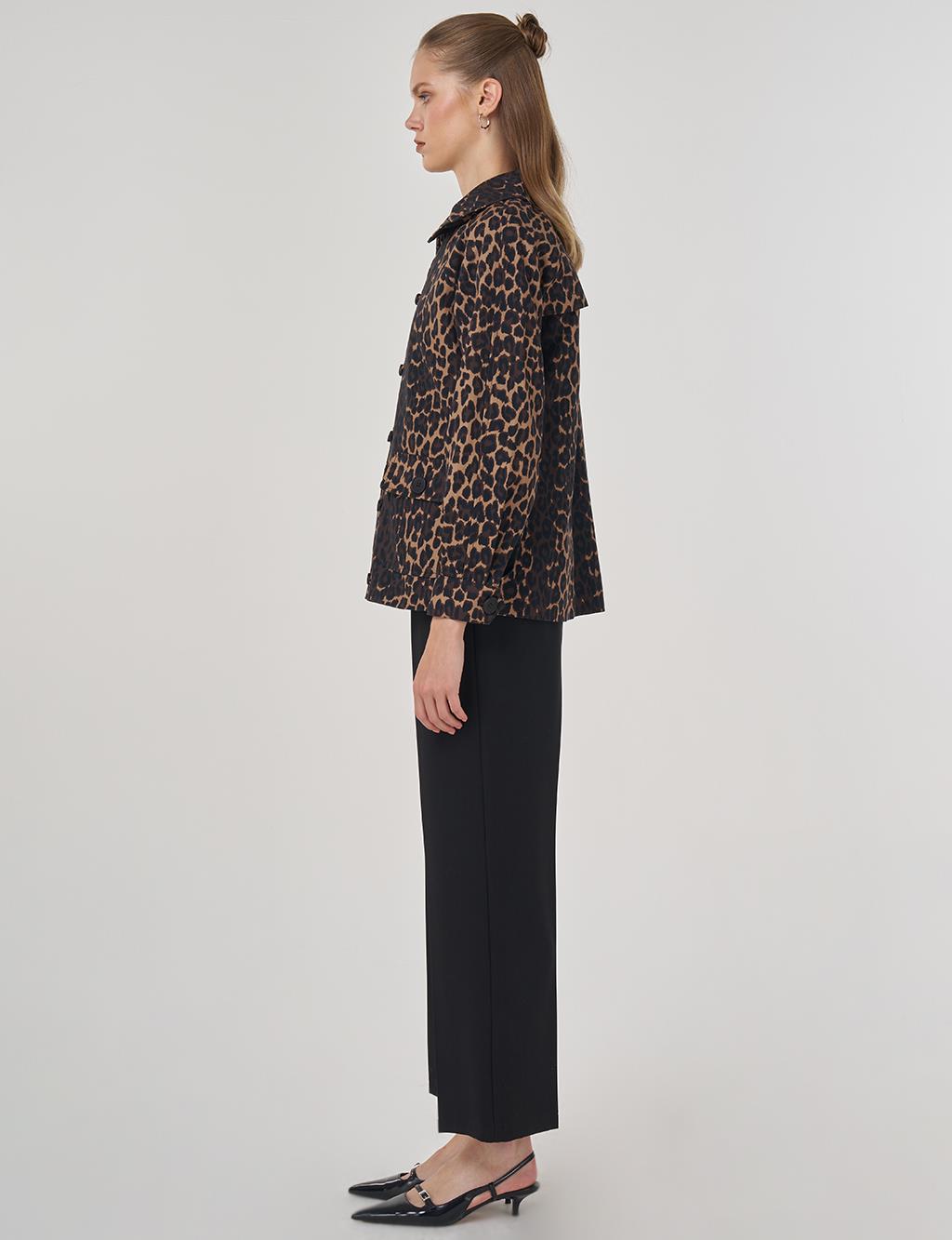 Leopard Print Jacket in Dark Brown