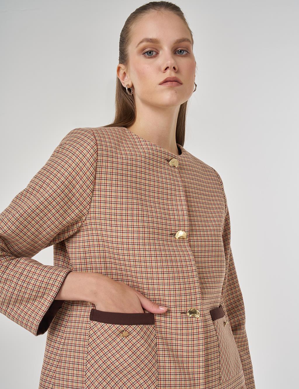 Plaid Jacket in Brick Red