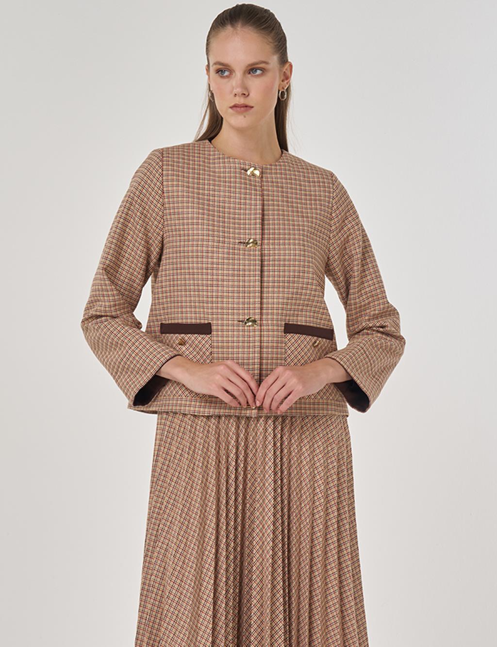 Plaid Jacket in Brick Red