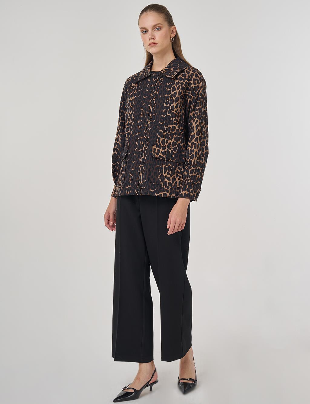 Leopard Print Jacket in Dark Brown