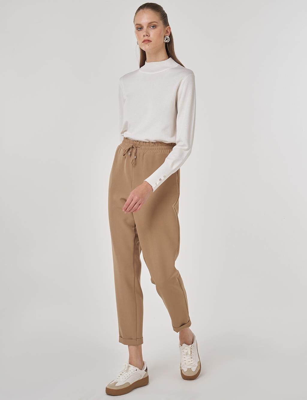 Drawstring Relaxed Fit Pants Dark Mink