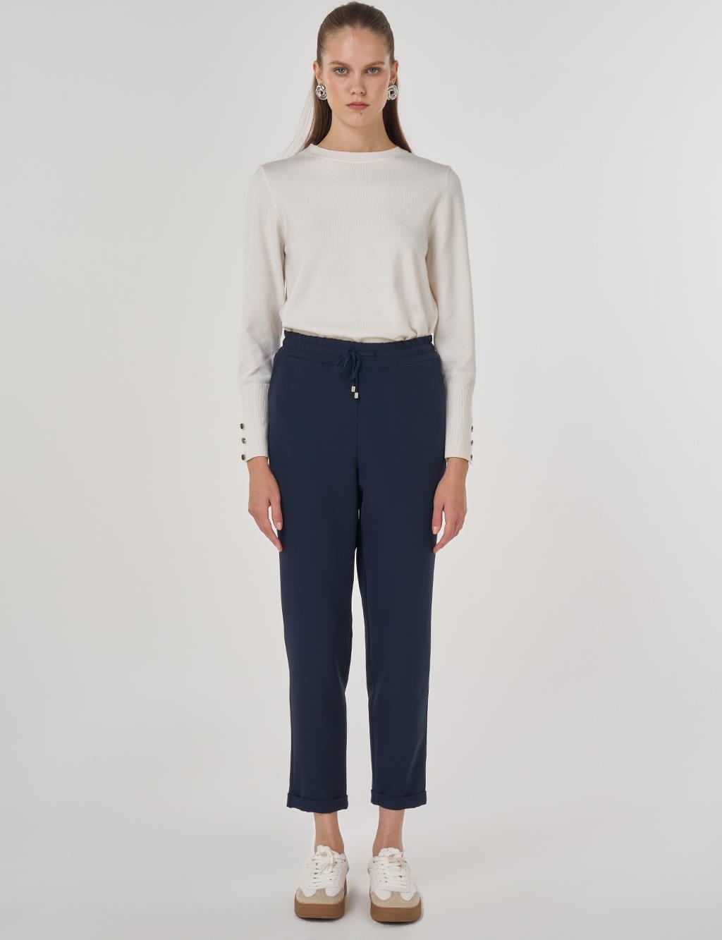 Drawstring Relaxed Fit Pants Dark Navy