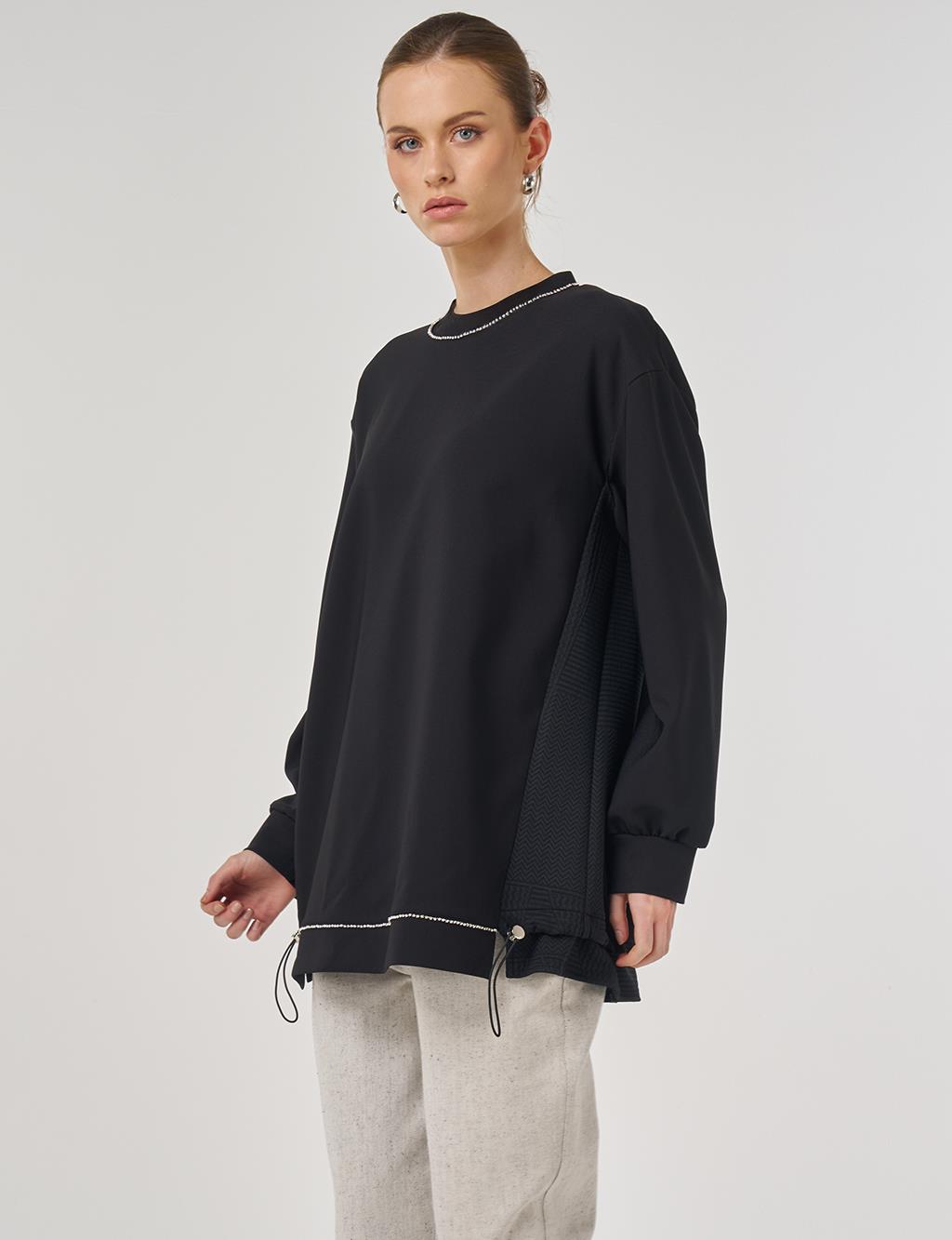 Embroidered Detail Tunic in Black