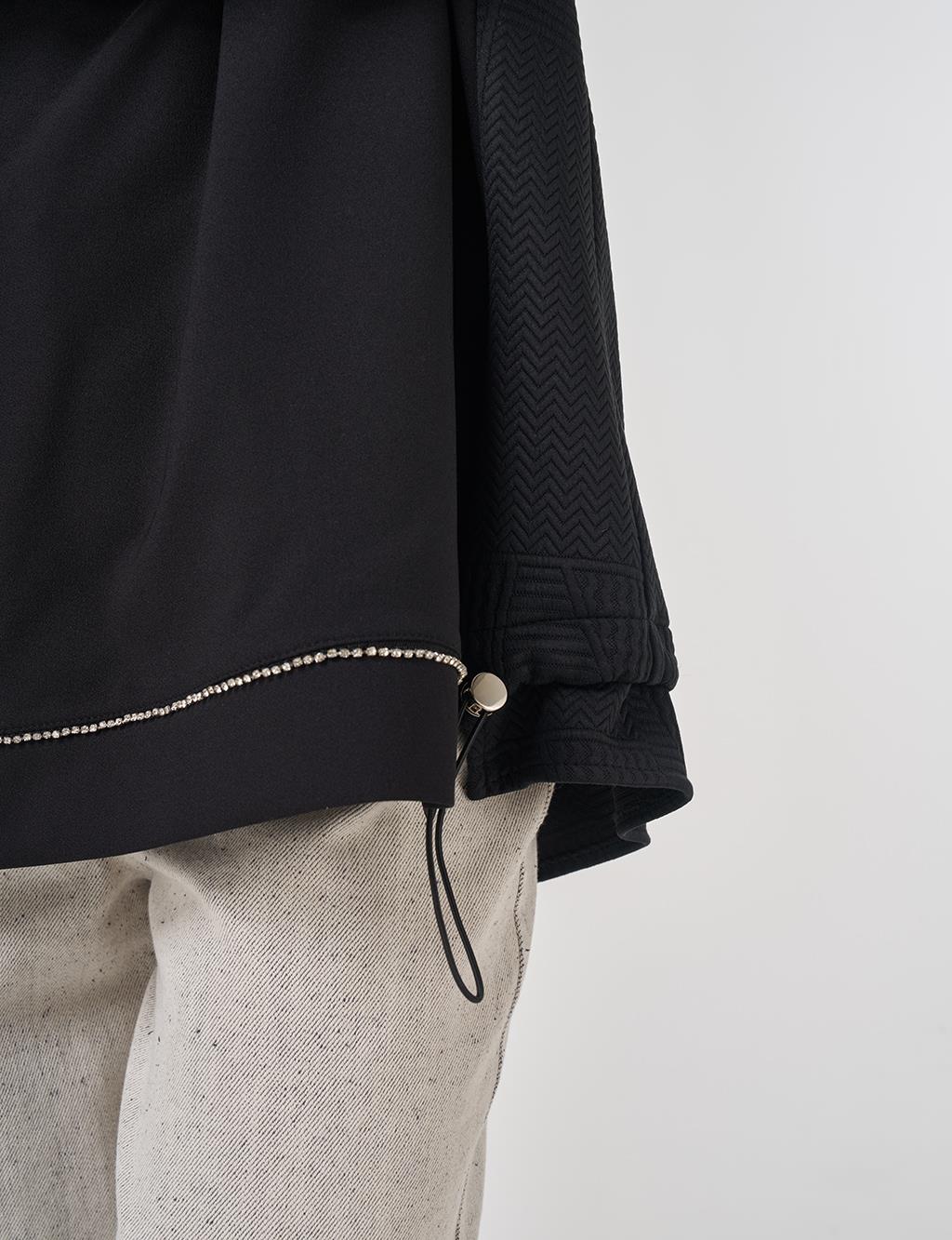 Embroidered Detail Tunic in Black