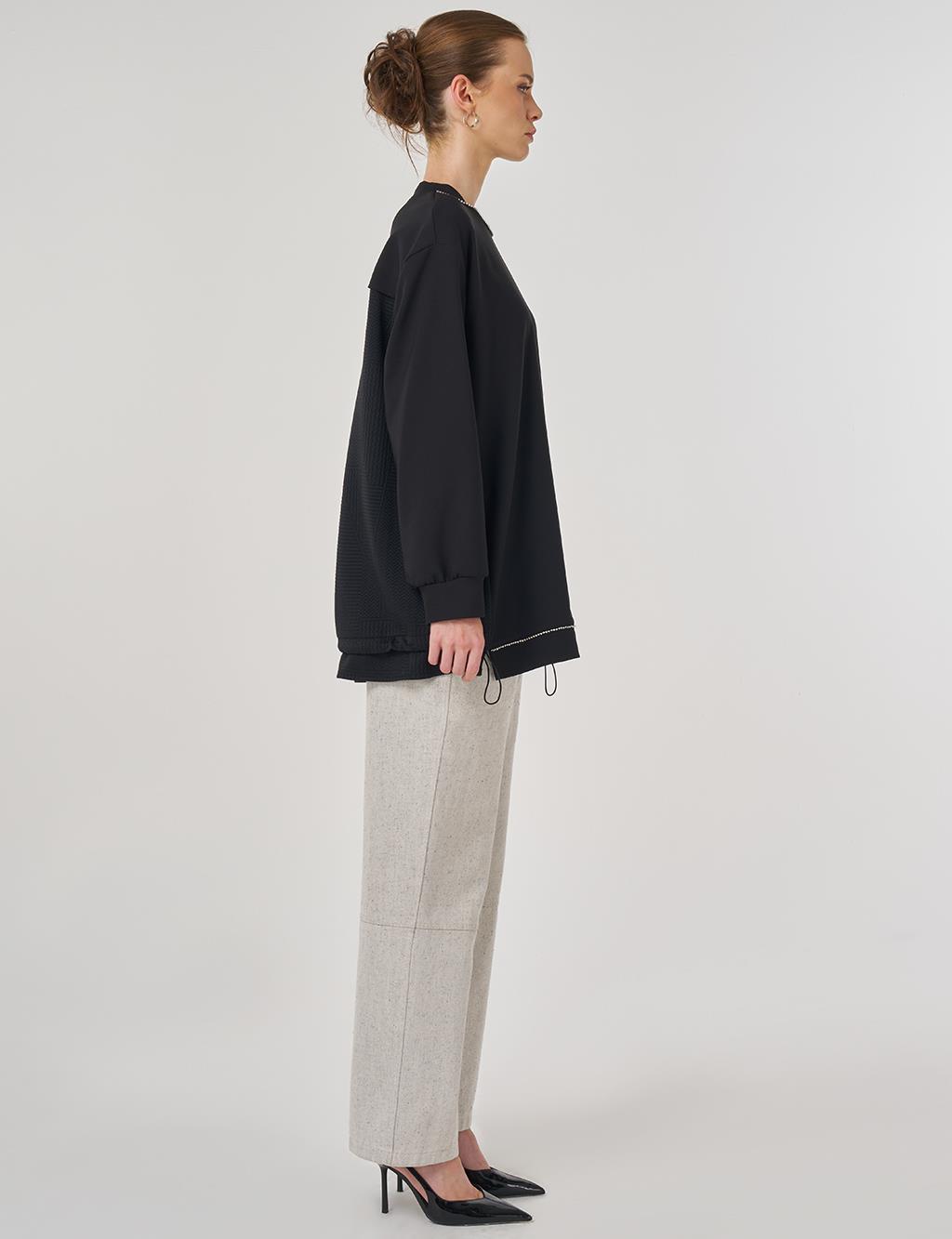 Embroidered Detail Tunic in Black