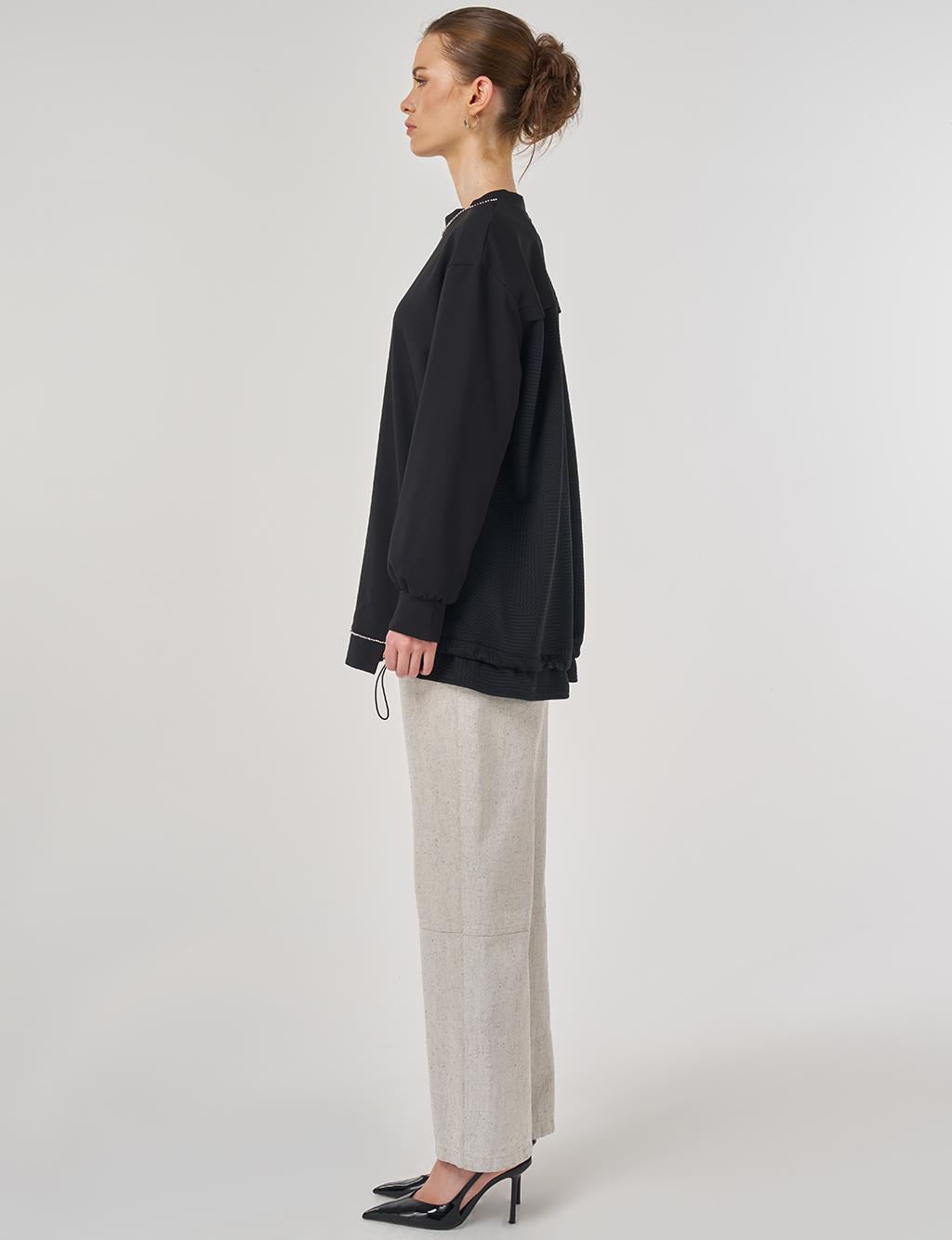 Embroidered Detail Tunic in Black