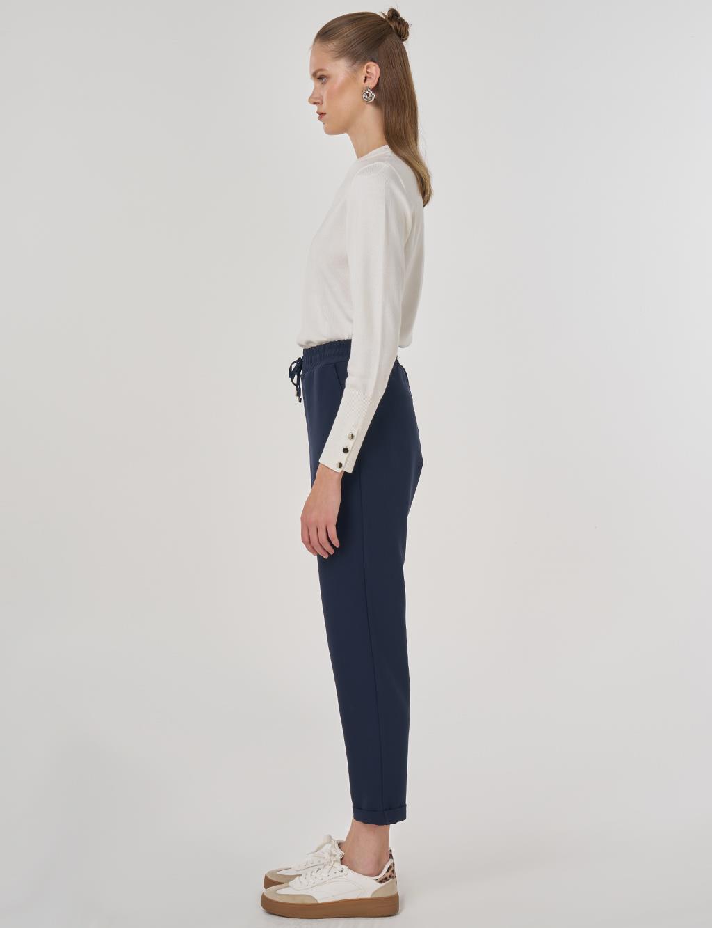 Drawstring Relaxed Fit Pants Dark Navy