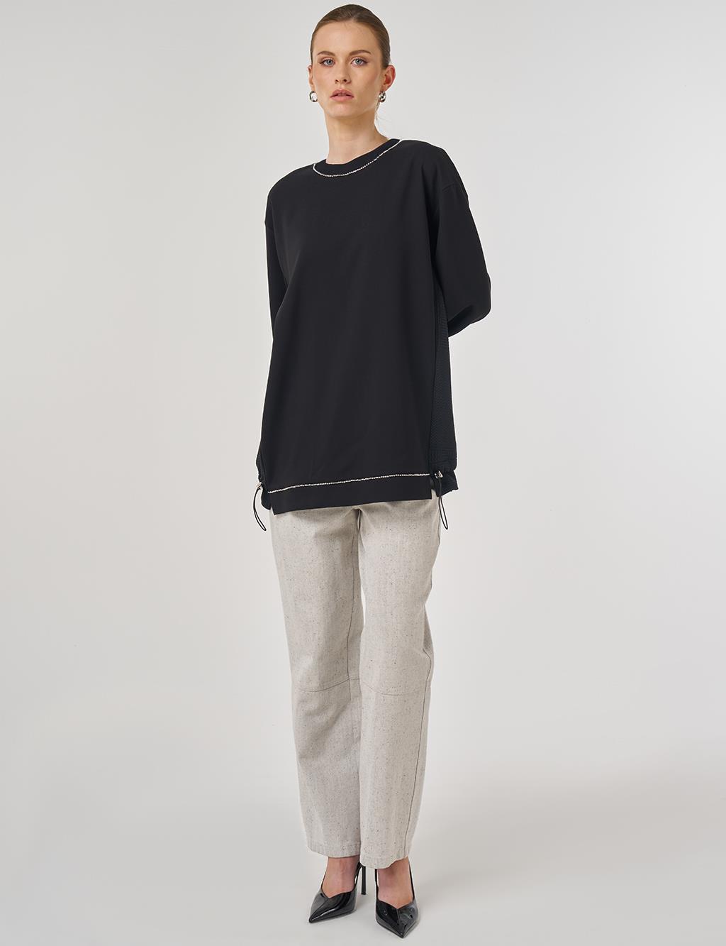 Embroidered Detail Tunic in Black