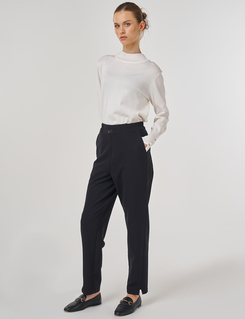 Metalik Baskılı Havuç Pantolon Siyah 