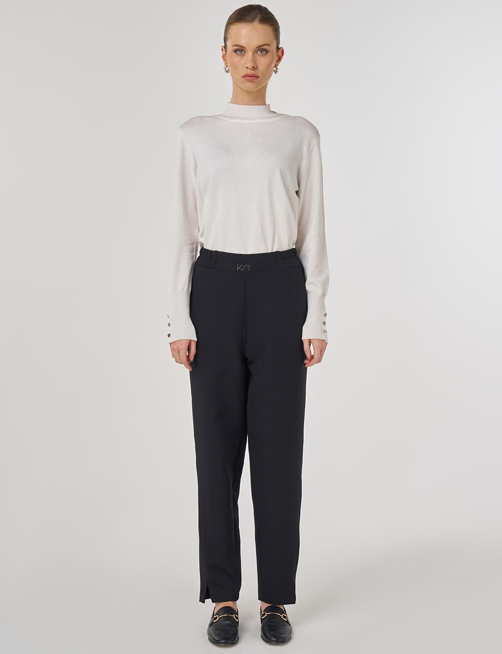 Metalik Baskılı Havuç Pantolon Siyah 