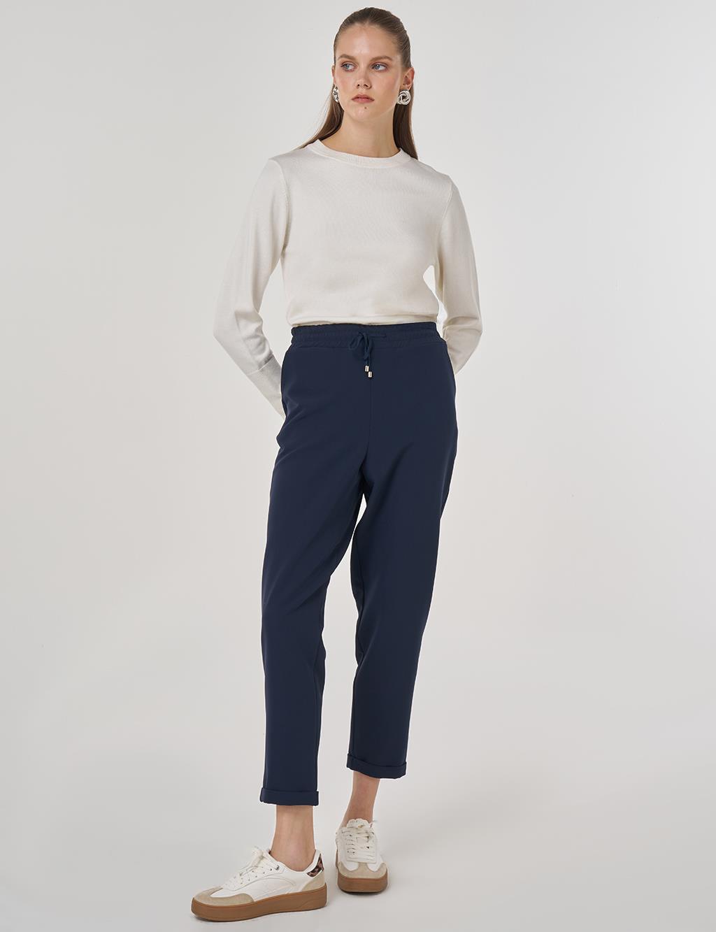 Drawstring Relaxed Fit Pants Dark Navy