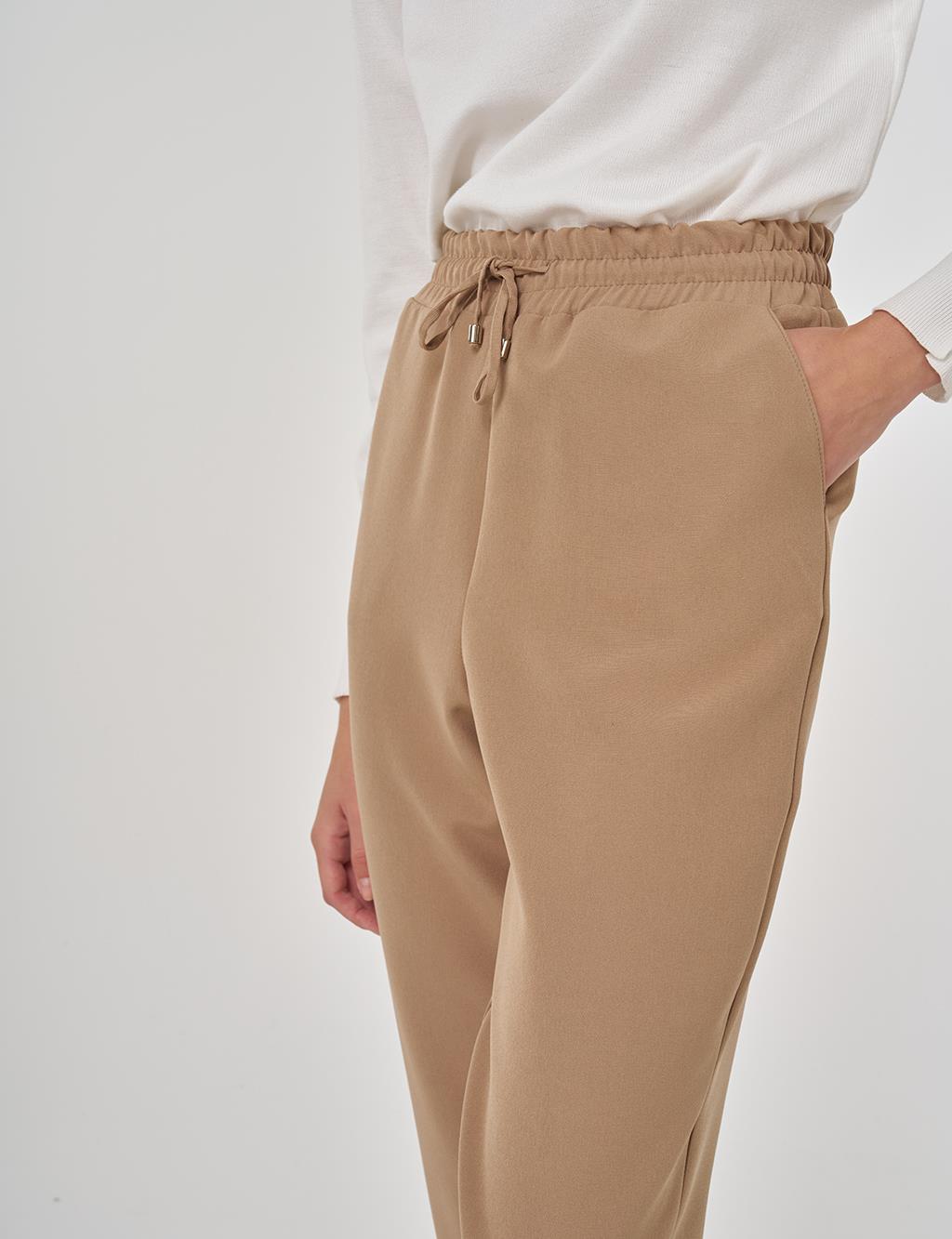 Drawstring Relaxed Fit Pants Dark Mink