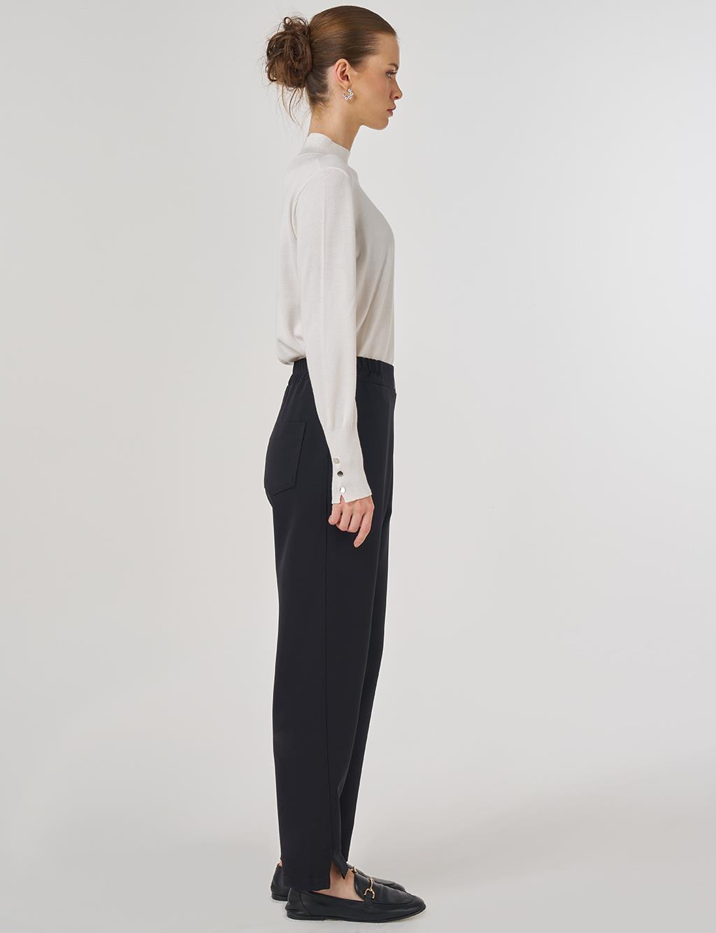 Metalik Baskılı Havuç Pantolon Siyah 