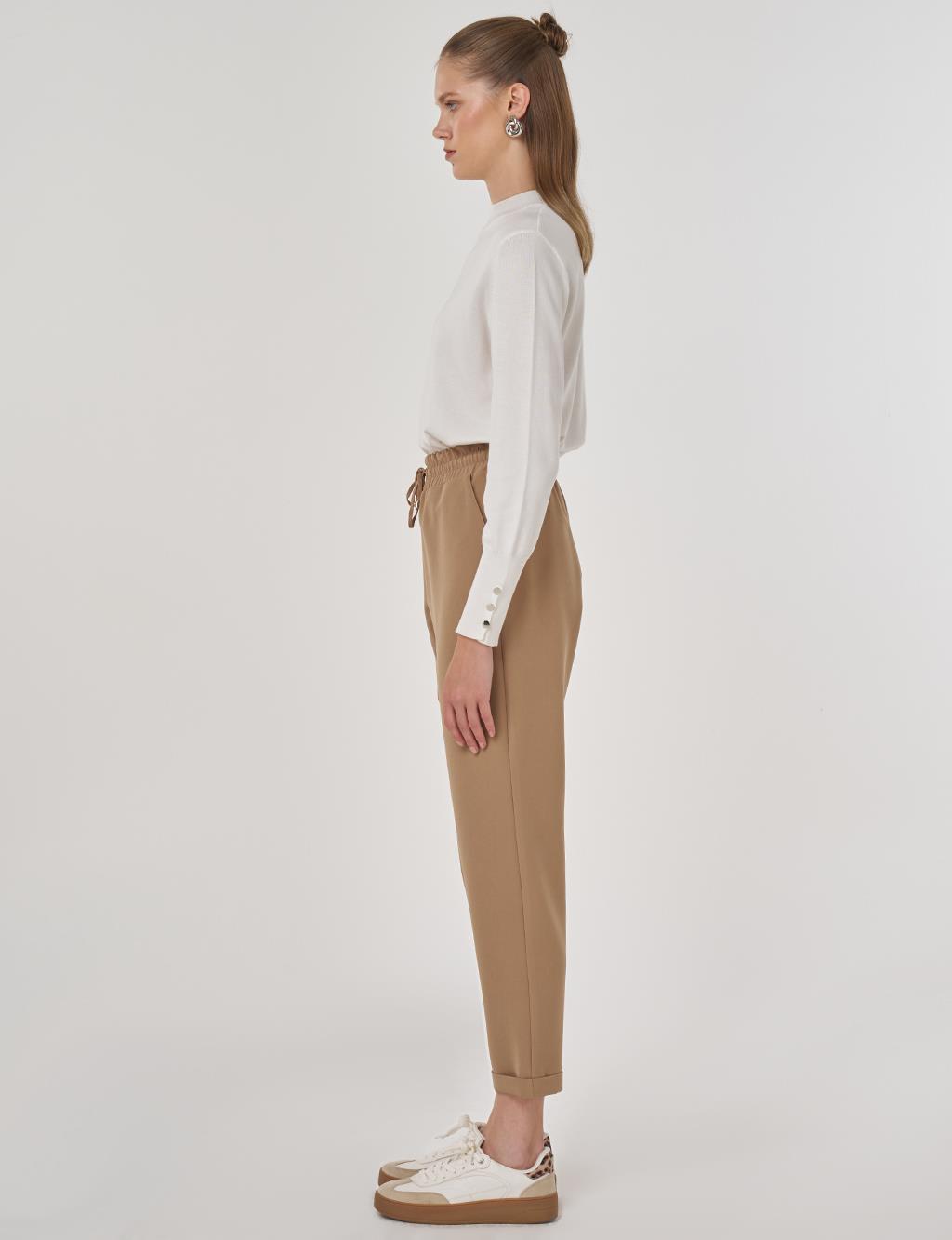Drawstring Relaxed Fit Pants Dark Mink