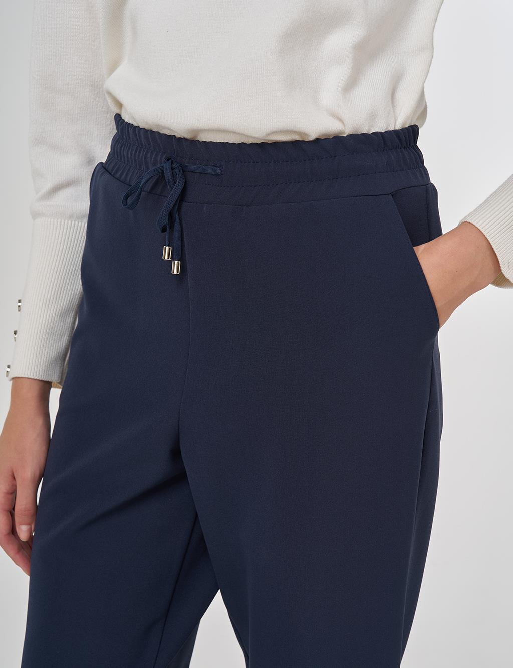 Drawstring Relaxed Fit Pants Dark Navy