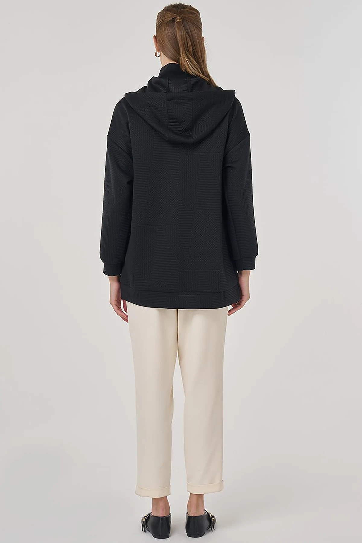 Patterned Double-Look Sweatshirt in Black
