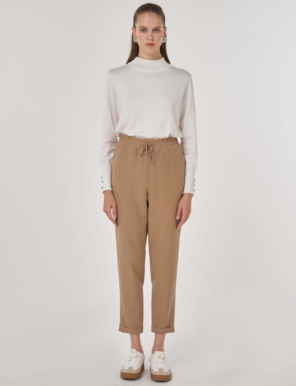 Drawstring Relaxed Fit Pants Dark Mink