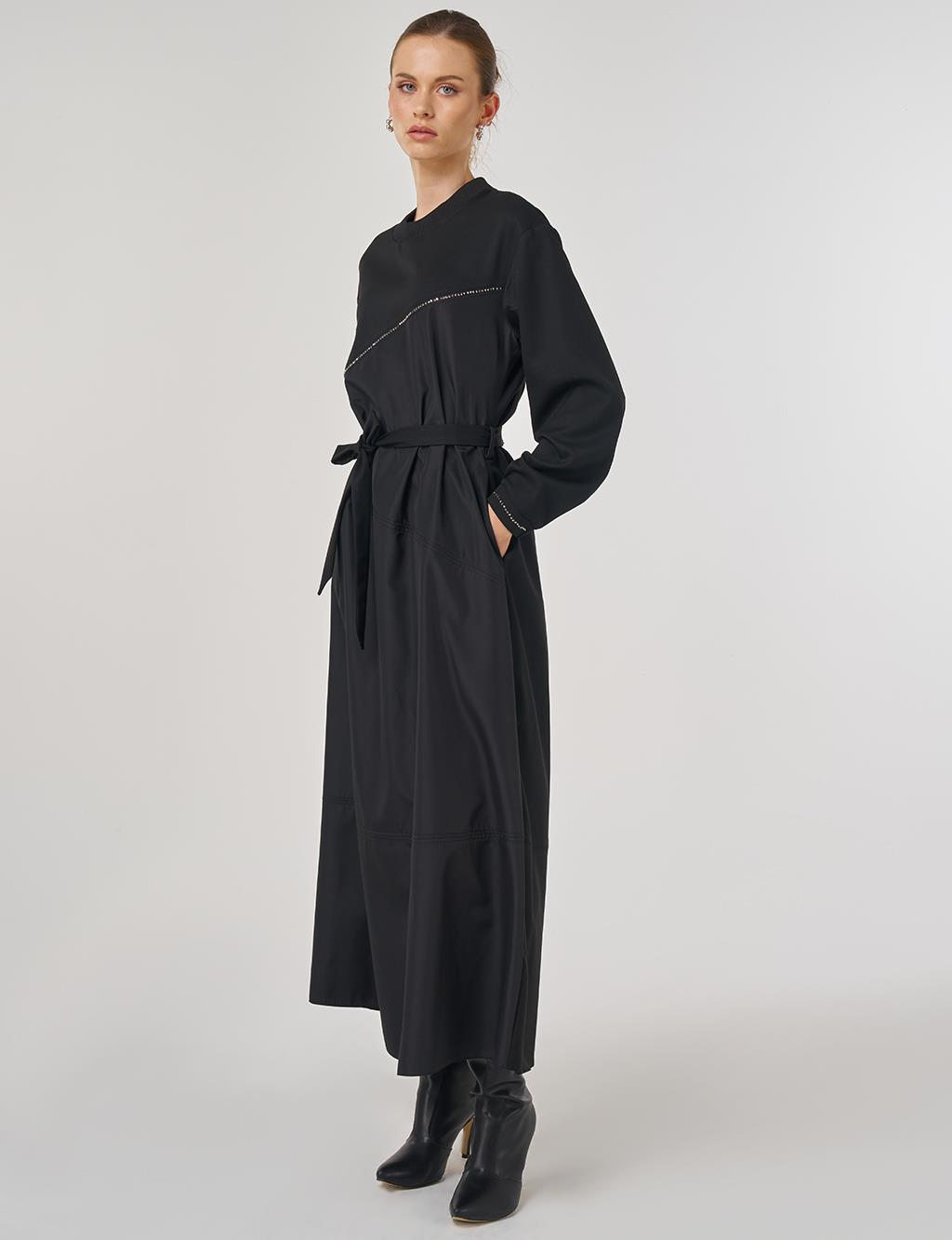 Seam Detail Maxi Dress Black 