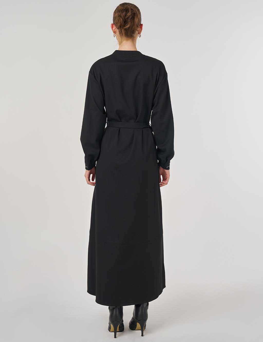 Seam Detail Maxi Dress Black 