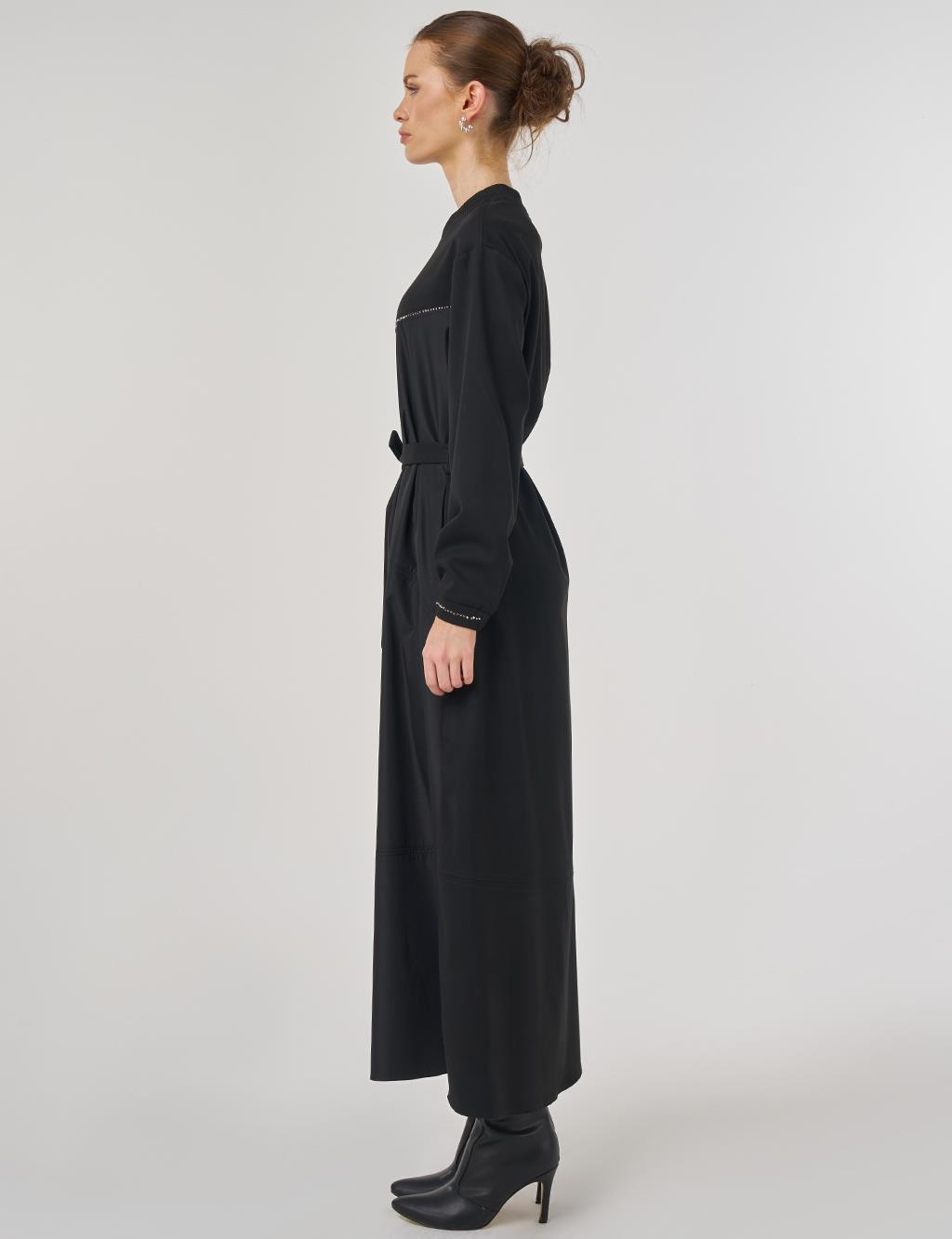 Seam Detail Maxi Dress Black 