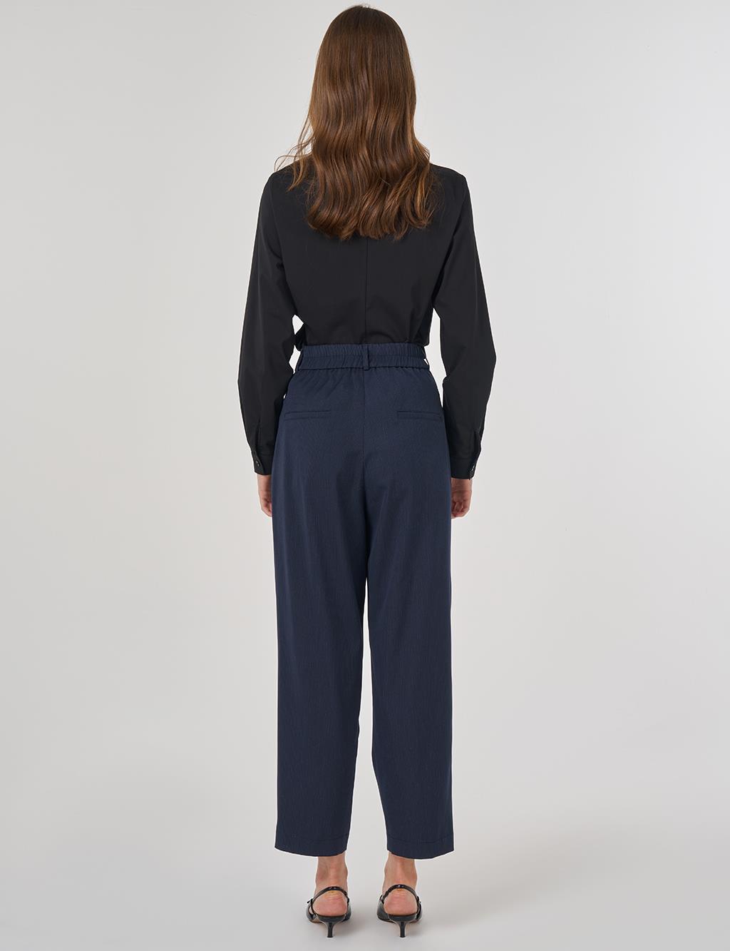 Pilili Kumaş Pantolon Koyu Lacivert 