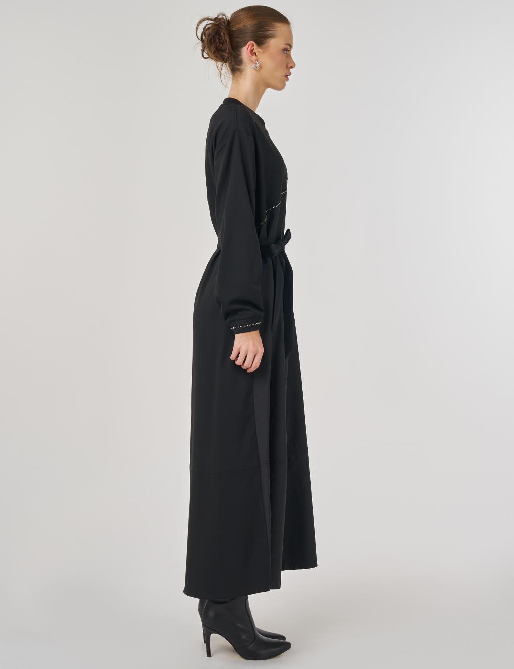 Seam Detail Maxi Dress Black 