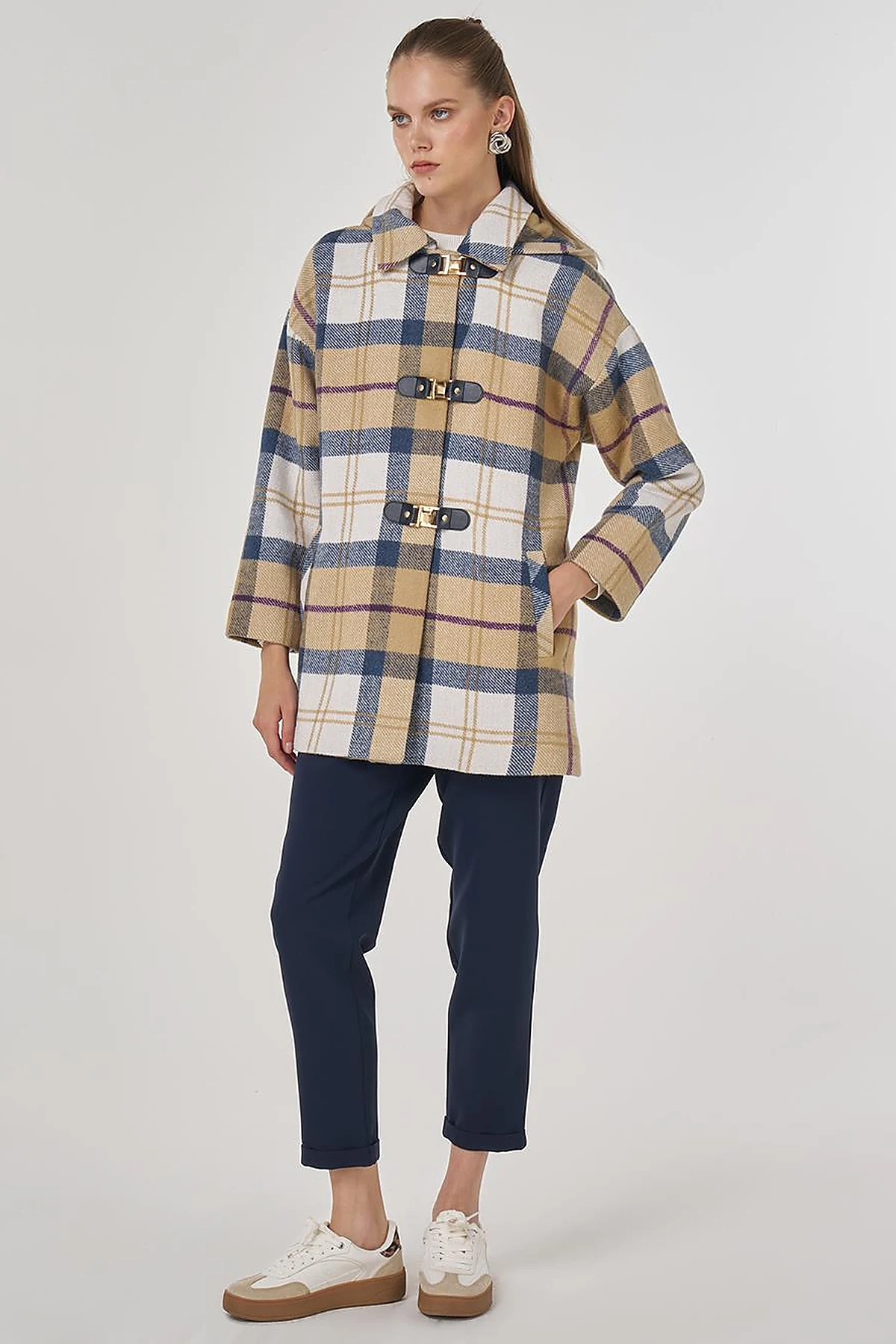 Plaid Coat in Beige