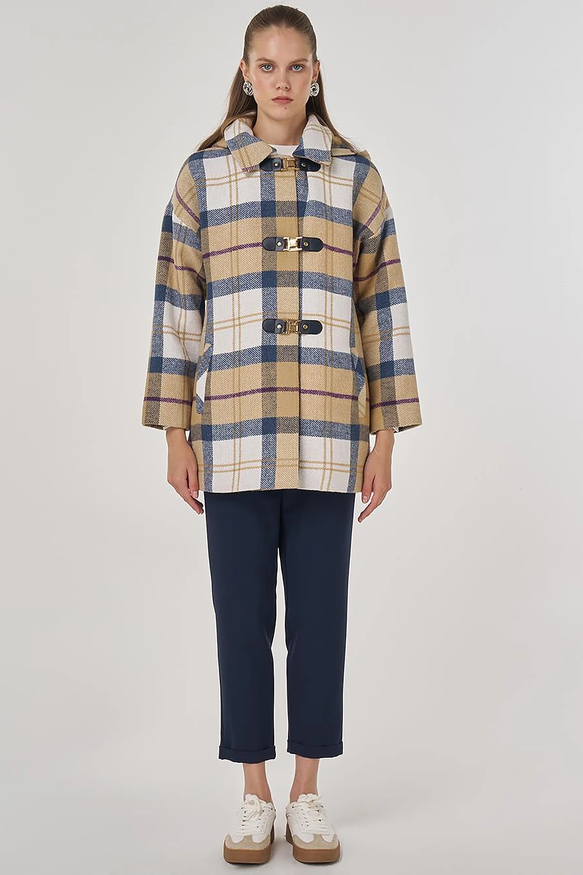 Plaid Coat in Beige