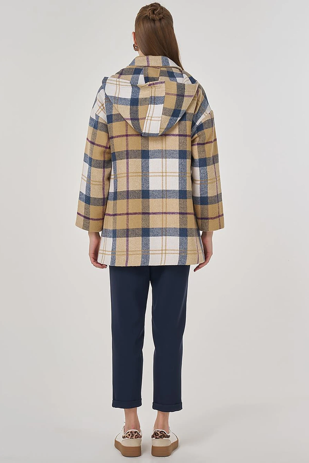 Plaid Coat in Beige