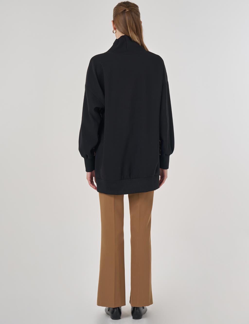 Leopar Garnili Sweatshirt Siyah