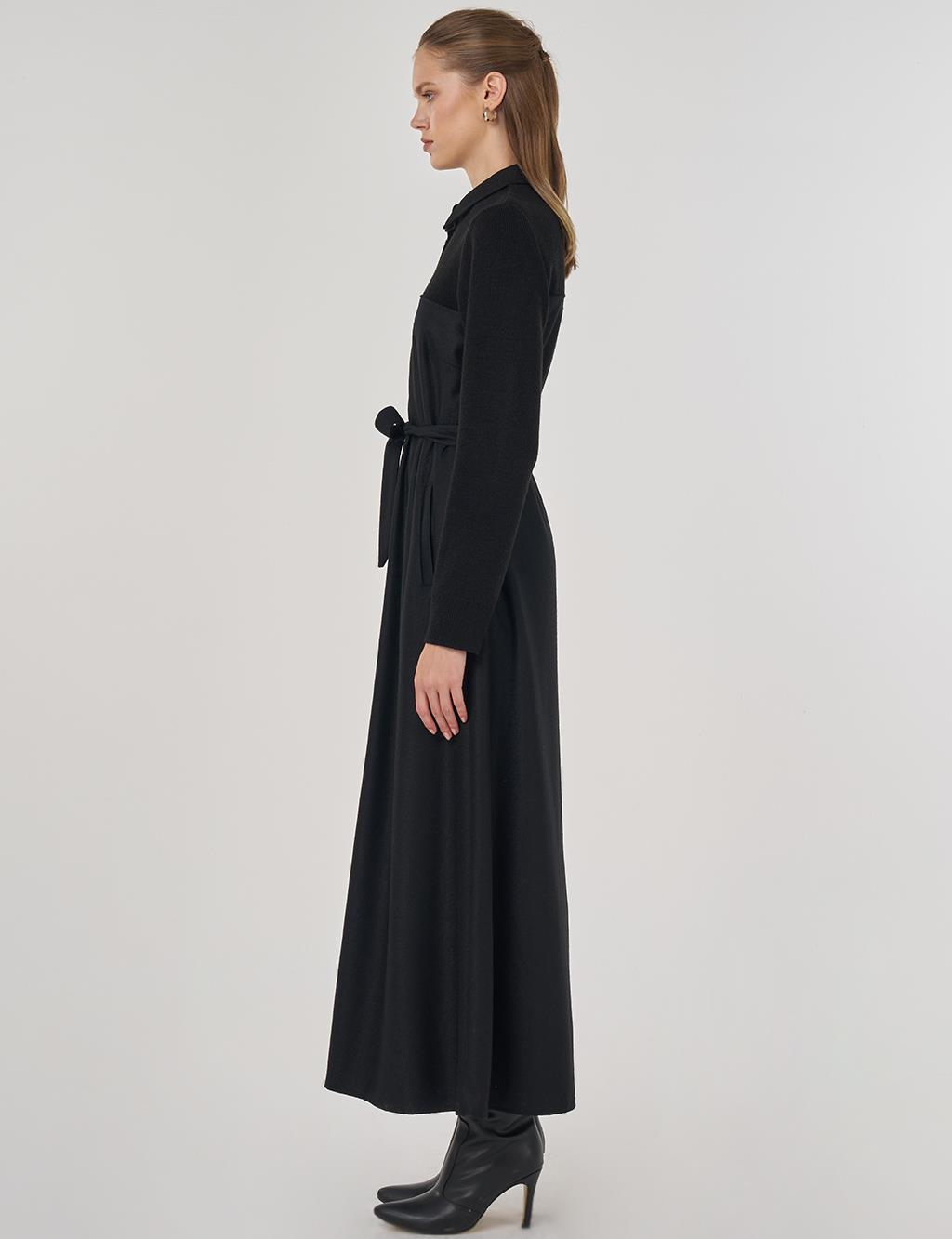 Wool Maxi Dress Black