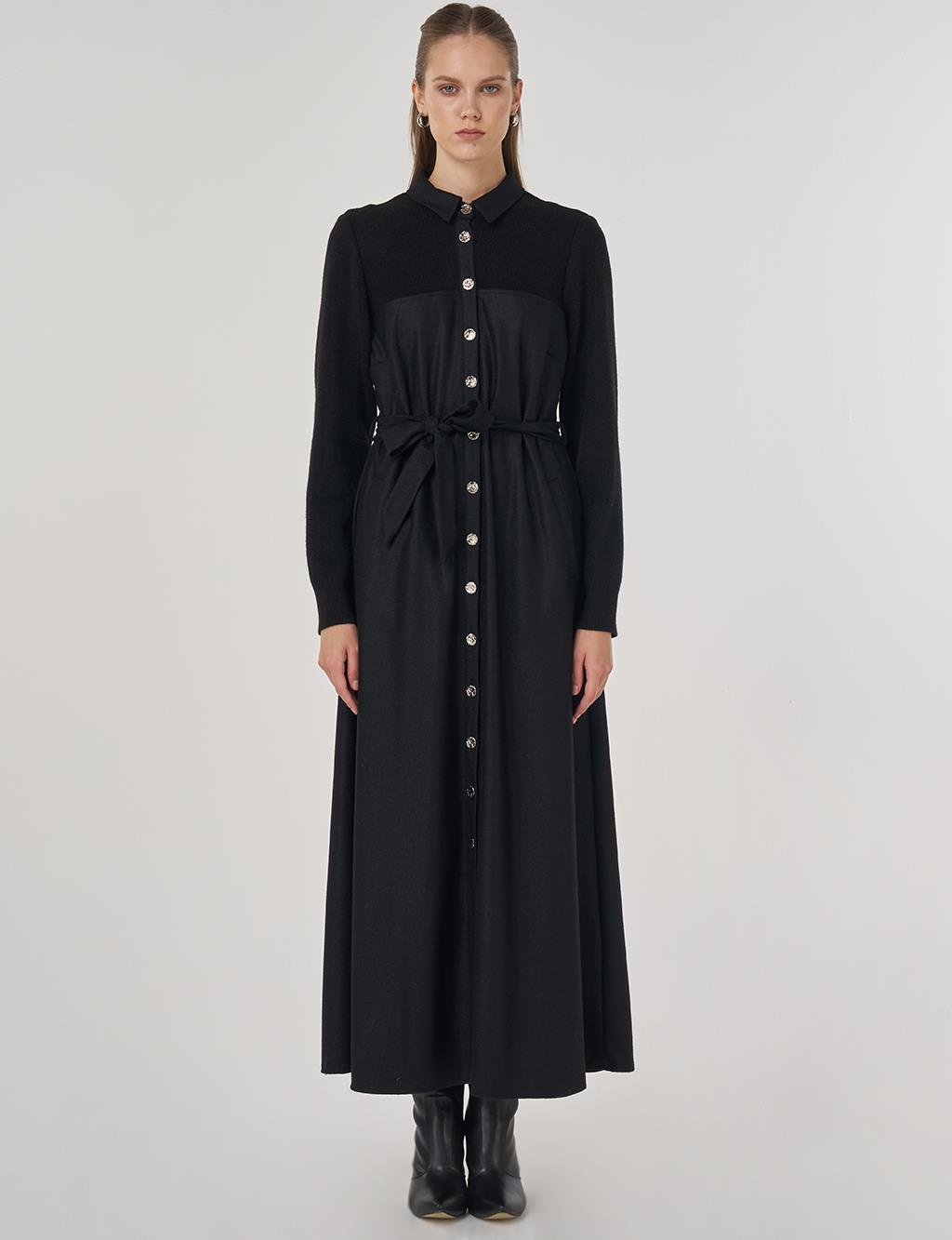 Wool Maxi Dress Black