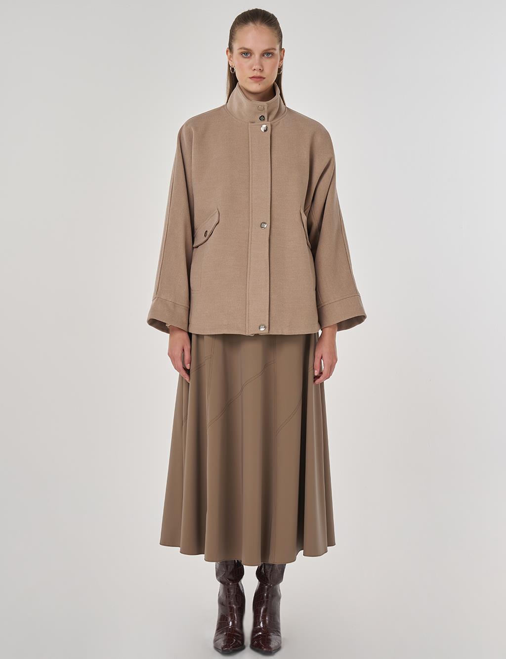 Stand-Up Collar Wool Jacket Mink