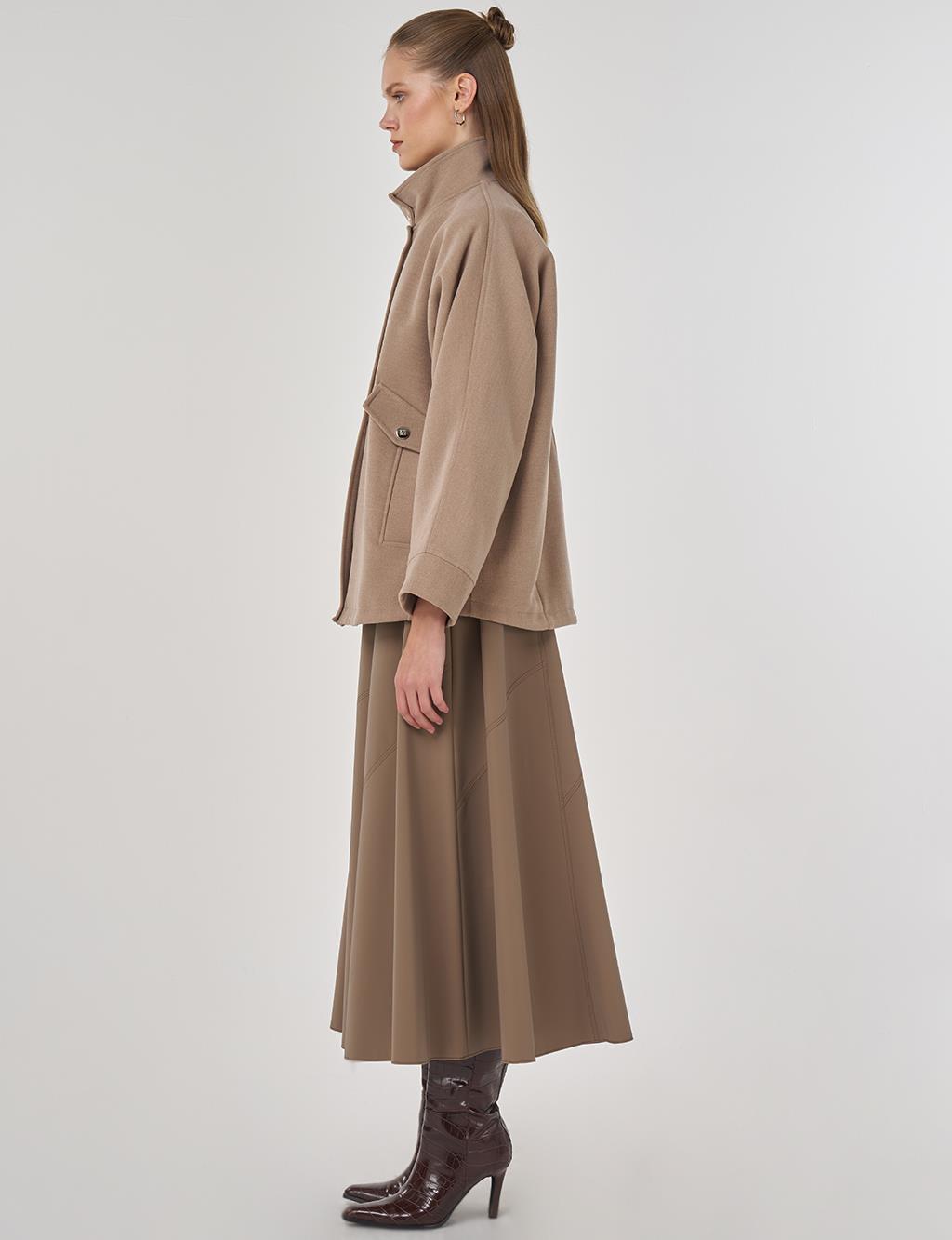 Stand-Up Collar Wool Jacket Mink