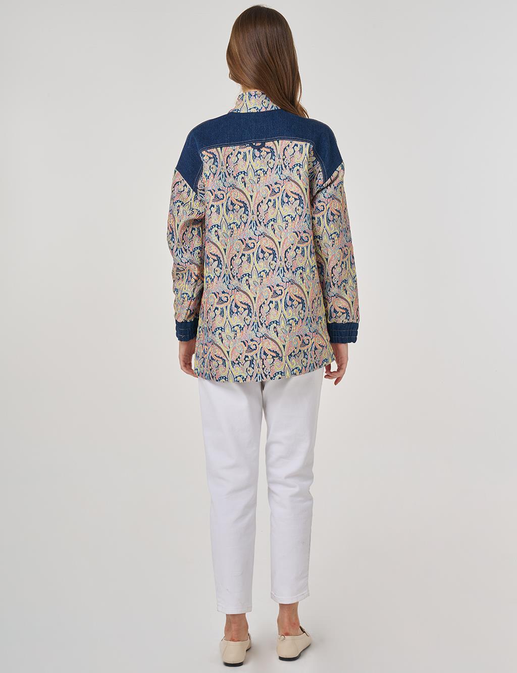 Short Standing Jacquard Sweatshirt: Cream