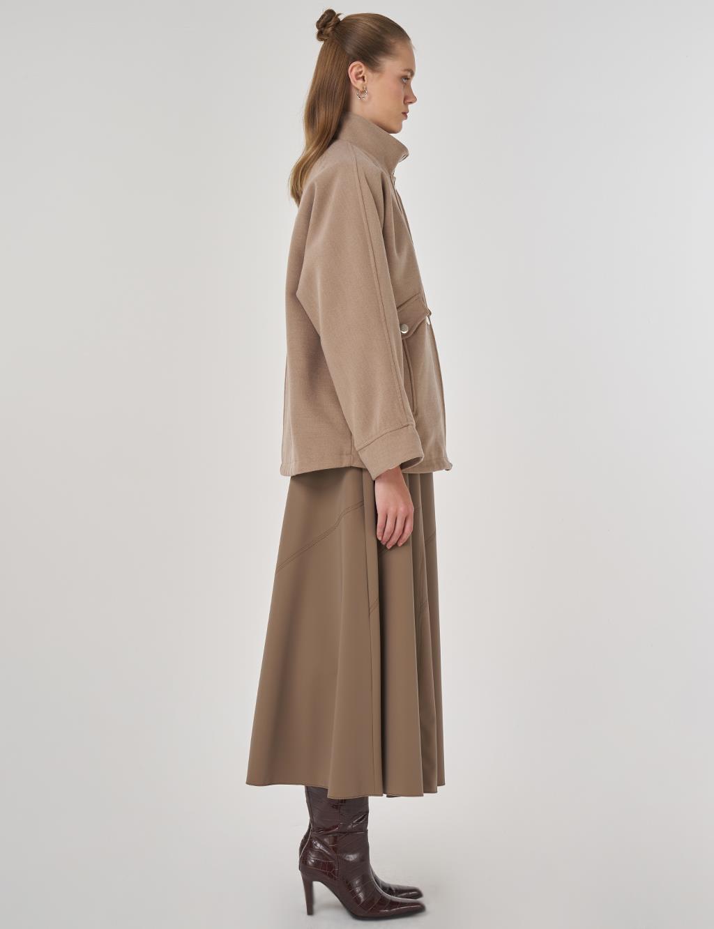 Stand-Up Collar Wool Jacket Mink