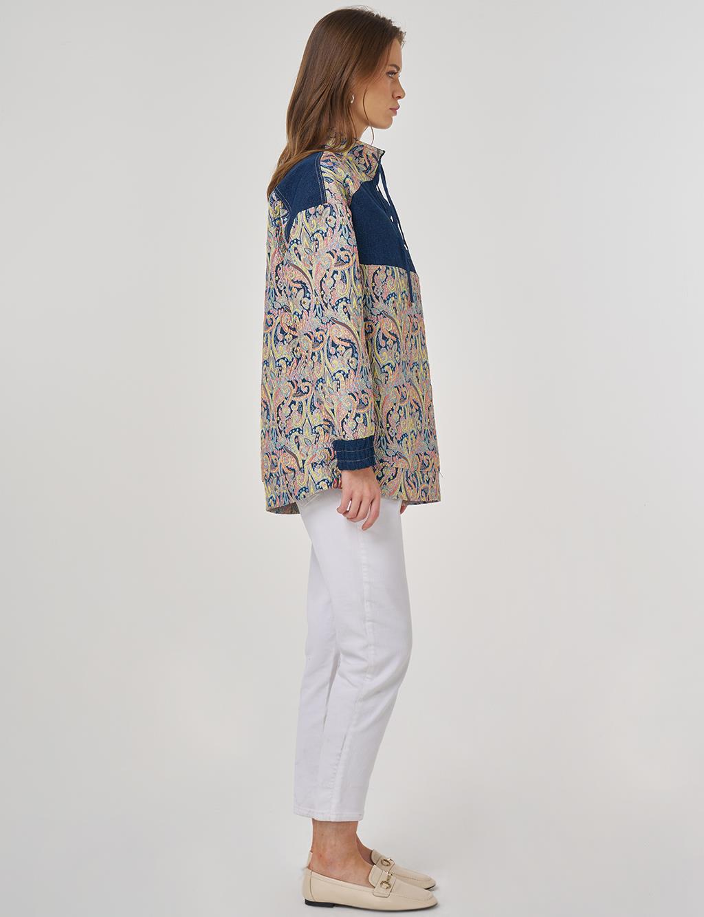 Short Standing Jacquard Sweatshirt: Cream