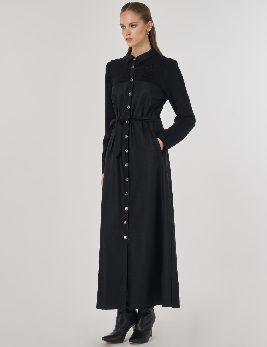 Wool Maxi Dress Black