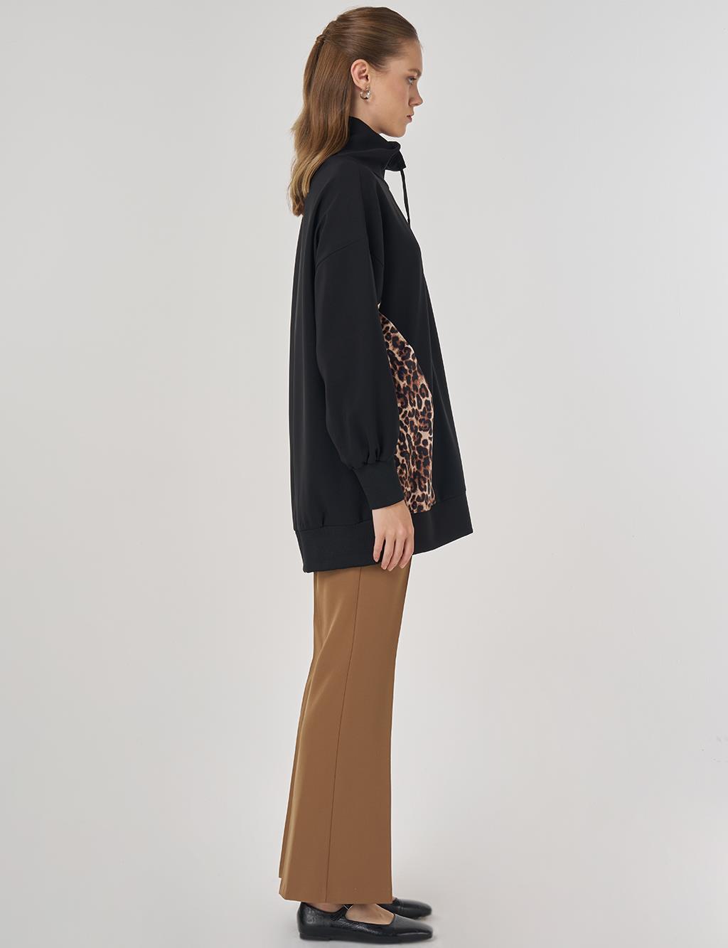 Leopar Garnili Sweatshirt Siyah