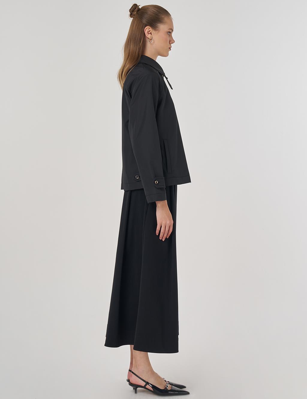 Şömizye Yaka Kısa Ceket Siyah