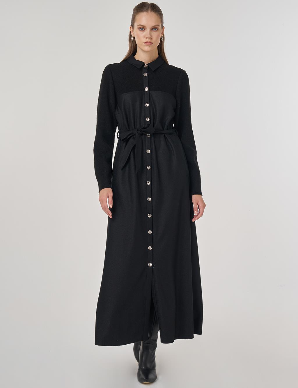 Wool Maxi Dress Black