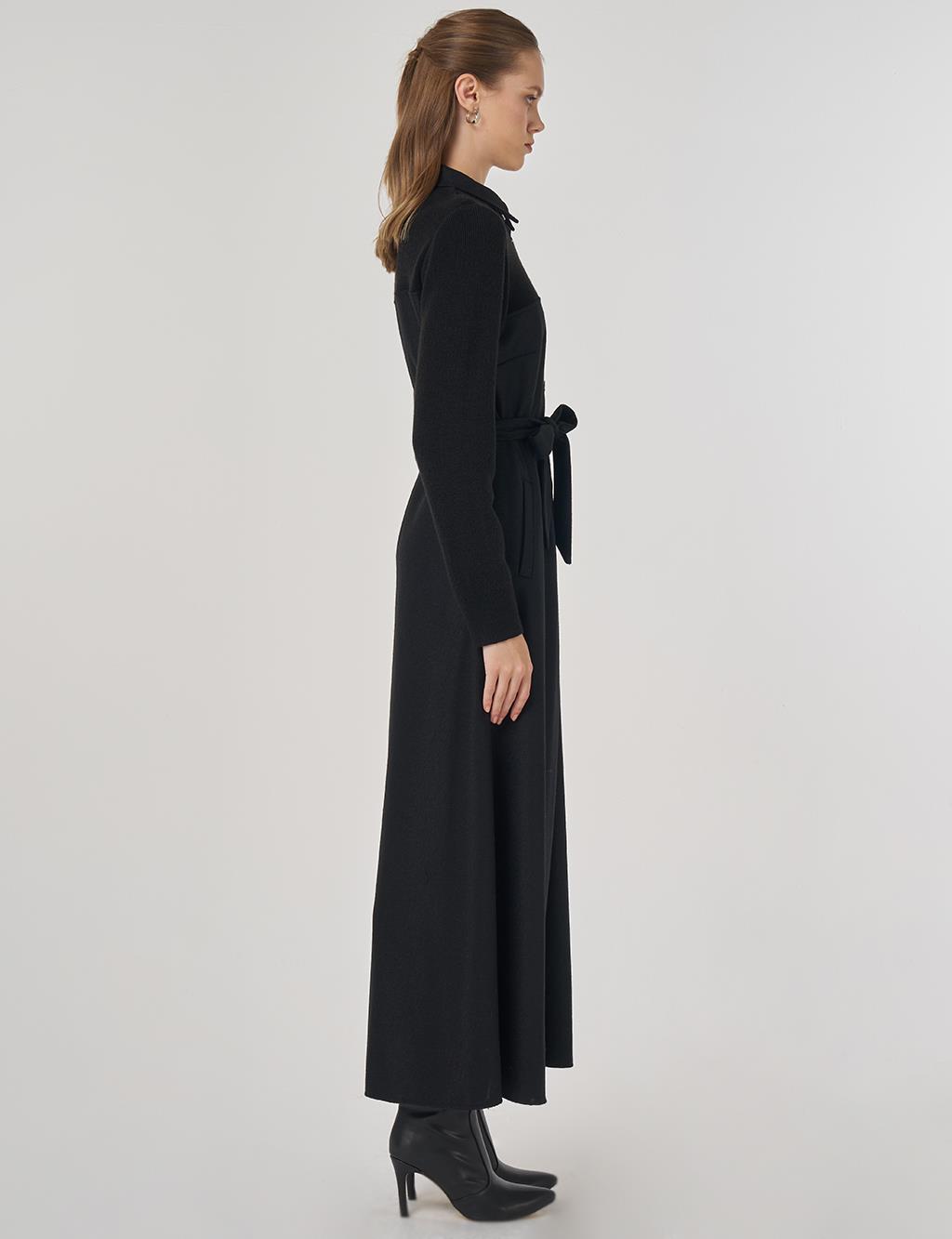 Wool Maxi Dress Black